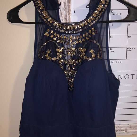 Elegant Blue and Gold Dress - Picture 2 of 3